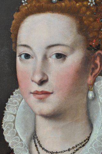 Tableaux et dessins Tableaux XVIe siècle - Portrait d’une jeune aristocrate - Renaissance Italienne, XVIe siècle, attribué à Alessandro Allori (1535-1607)