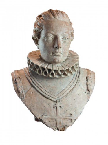 Buste en terre cuite d’un jeune chevalier de l’ordre de Santiago, XVIIIe siècle