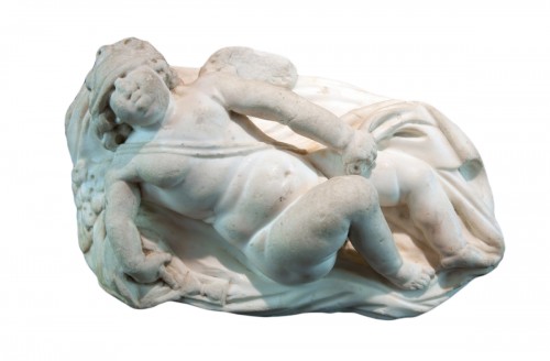 Eros endormi - Sculpture en marbre blanc, Italie fin XVIIe siècle 