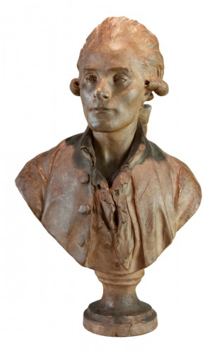Buste de jeune homme en plâtre patiné XVIIIe siècle