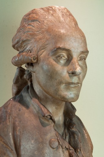 Buste de jeune homme en plâtre patiné XVIIIe siècle - Sculpture Style Louis XVI