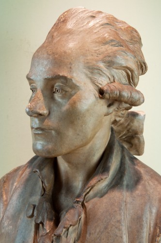 Sculpture  - Buste de jeune homme en plâtre patiné XVIIIe siècle