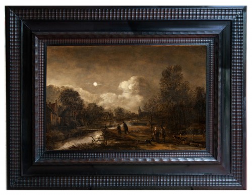 Paysage au clair de lune animé de personnages - Aert van der Neer (1603-1677)