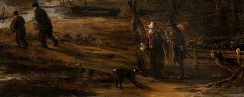 Tableaux et dessins Tableaux XVIIe siècle - Paysage au clair de lune animé de personnages - Aert van der Neer (1603-1677)