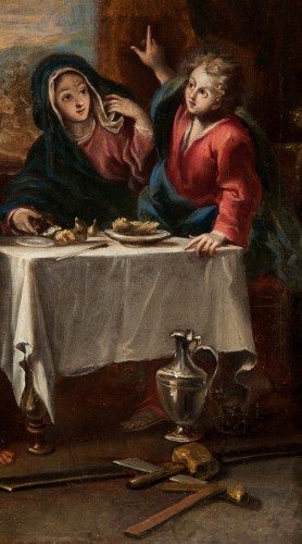 Tableaux et dessins Tableaux XVIIIe siècle - Le repas de la Sainte Famille. École Vénitienne du début du XVIIIe siècle