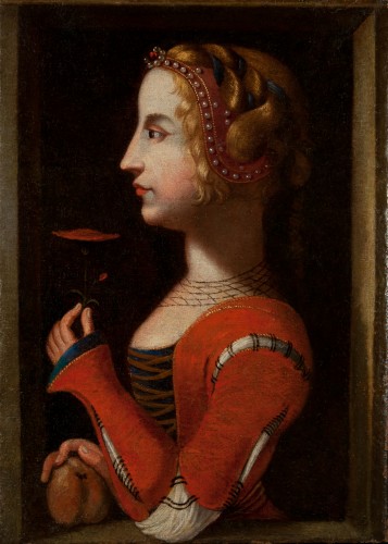 Portrait de Laure de Sade tenant un œillet - École Florentine du XVIe siècle - Galerie FC Paris