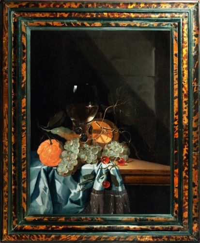 Harmen LOEDING (c.1637-c.1673) - Nature morte aux cerises, agrume, raisins et verre