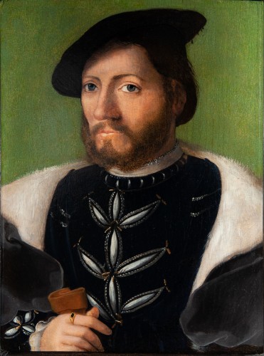 Atelier de Corneille de Lyon (1500-1575) - Portrait d’un jeune homme au toquet noir - Tableaux et dessins Style Renaissance