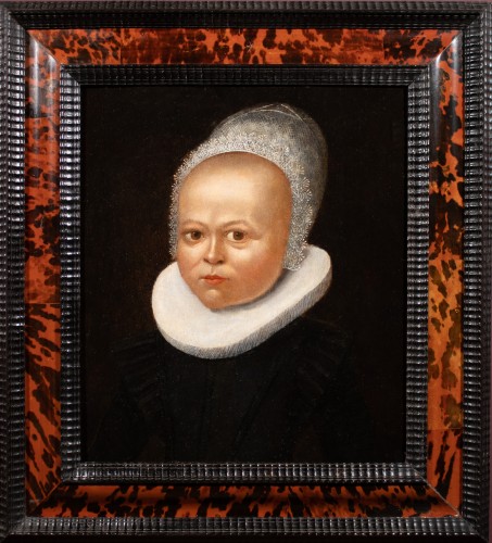 Portrait of a child with a lace bonnet - Flemish School of the 16th century