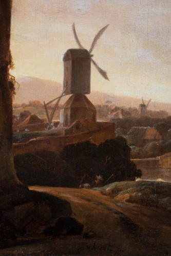 Tableaux et dessins Tableaux XVIIe siècle - Paysage aux moulins. Jan III Van Kessel (1654-1708)
