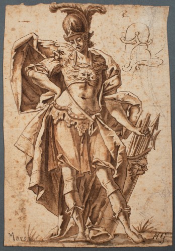 Jeune homme en costume de dieu Mars - École française du XVIIe siècle