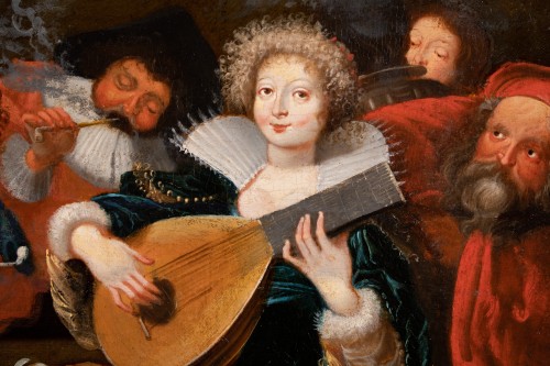 Réunion d’amis, allégorie des cinq sens - Simon de Vos (1603-1676) - Galerie FC Paris