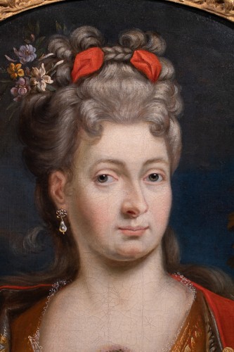 Jeune dame de qualité représentée en Flore. Atelier de Nicolas de Largillierre - Tableaux et dessins Style 