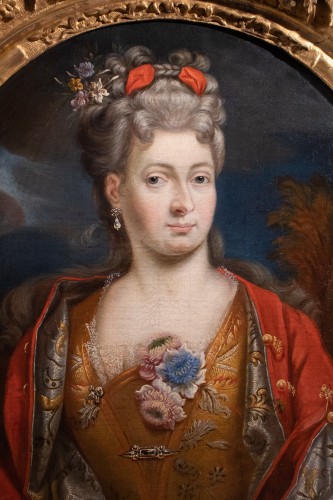 Tableaux et dessins Tableaux XVIIe siècle - Jeune dame de qualité représentée en Flore. Atelier de Nicolas de Largillierre