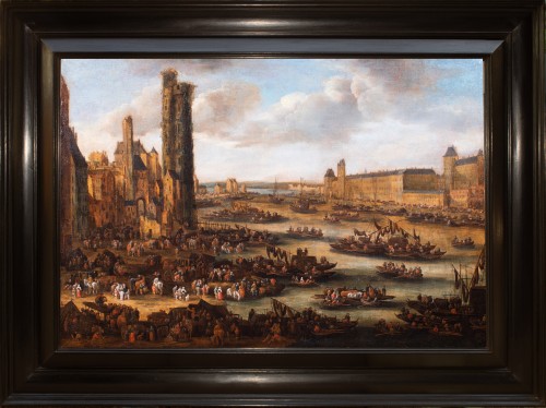 Paris, le Louvre vu du Pont-Neuf - Pieter Casteels II dit le jeune (vers1650-1701)