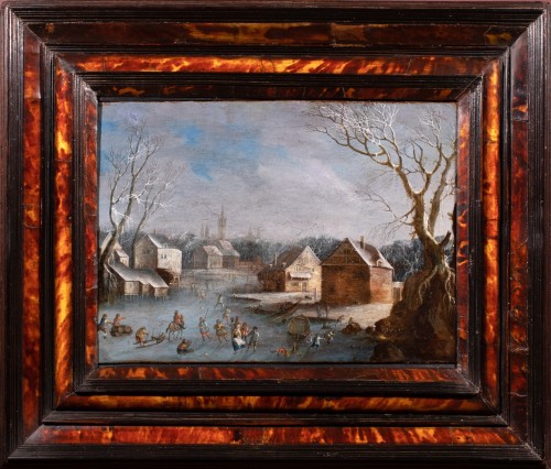 Paysage d’hiver enneigé avec patineurs - École Flamande du XVIIe siècle
