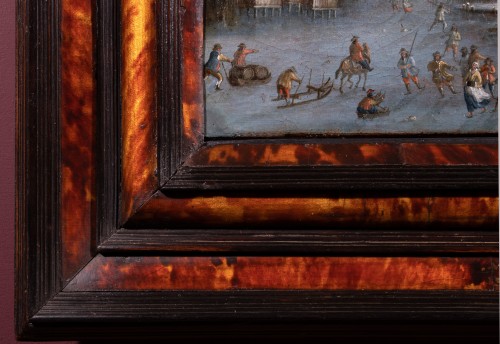 Tableaux et dessins Tableaux XVIIe siècle - Paysage d’hiver enneigé avec patineurs - École Flamande du XVIIe siècle