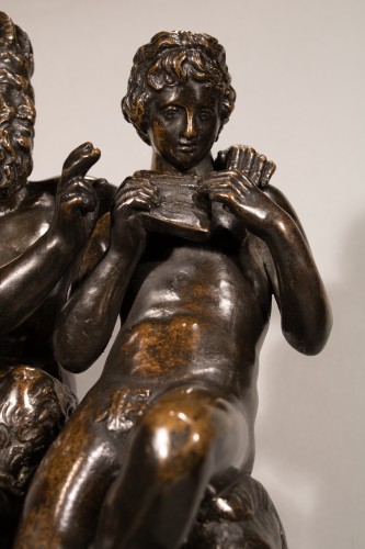 Sculpture Sculpture en Bronze - Pan & Daphnis - École Italienne du XVIIIe siècle