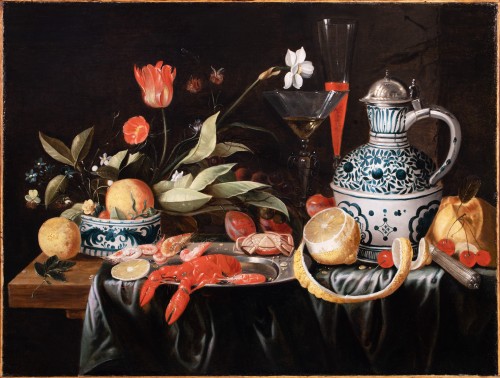 XVIIe siècle - Jan Davidsz de Heem (1606-1684) (Atelier) - Nature morte au homard, fleurs et agrumes