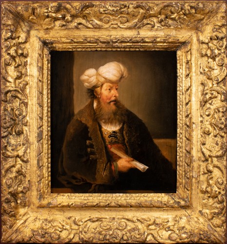 Portrait of a man in Oriental costume - School of Rembrandt 17th Century