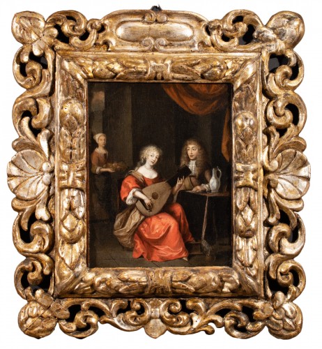 Jeune femme jouant du luth - Attribué à Gérard Ter Borch (1617-1681