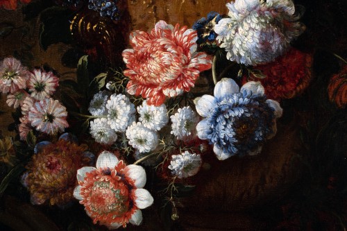 Fleurs et fruits entourant un vase Médicis - Jean-Baptiste Blin de Fontenay (1653-1715) - Tableaux et dessins Style Louis XIV