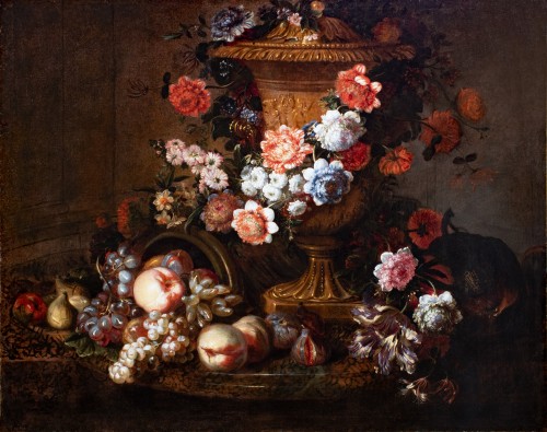 Flowers and fruits surrounding a Medici vase - Jean-Baptiste Blin de Fontenay (1653-1715) - Louis XIV
