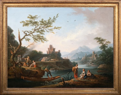 Jean-Baptiste Claudot (1733-1805) - Famille de pêcheurs au bord de la rivière