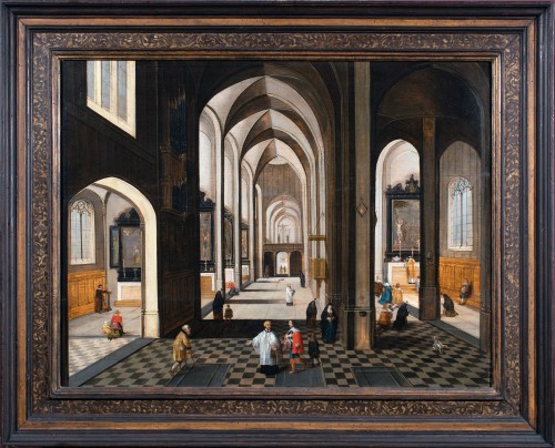 Interior of the cathedral of Antwerp animated with characters - Pieter II Neefs (1620-1675)