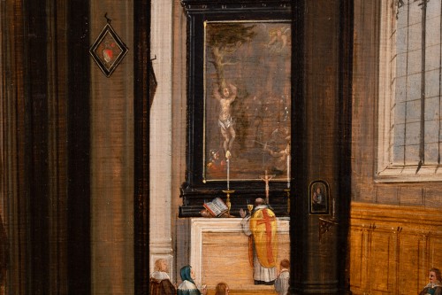 17th century - Interior of the cathedral of Antwerp animated with characters - Pieter II Neefs (1620-1675)