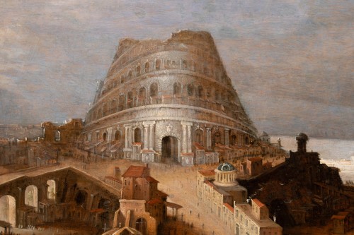 La construction de la tour de Babel - Willem II Van Nieulandt (1584-1635/36) et Atelier - Tableaux et dessins Style Louis XIII