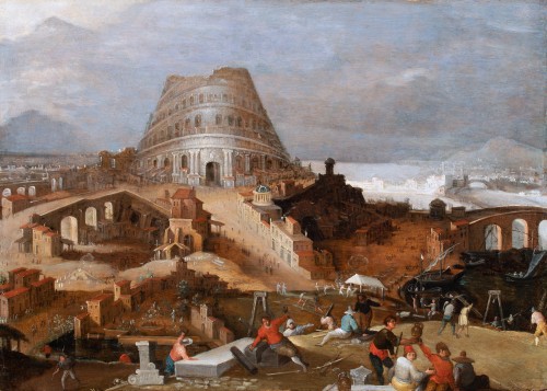 Louis XIII - The construction of the Tower of Babel - Willem II Van Nieulandt (1584-1635/36) and Workshop