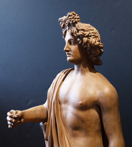 Apollon - Sculpture en terre cuite, Italie époque néoclassique vers 1800 - Sculpture Style 