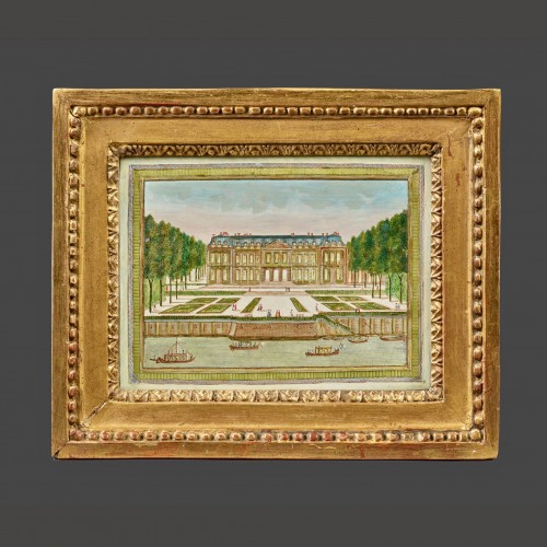 Painting in Compigné representing the Château de Choisy on the Seine side - Paintings & Drawings Style Louis XVI