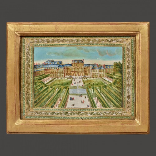 Grand tableau en Compigné représentant le Palais Royal - Tableaux et dessins Style Louis XVI