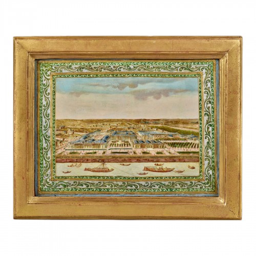 Tableau rectangulaire en Compigné représentant une vue du Palais Bourbon