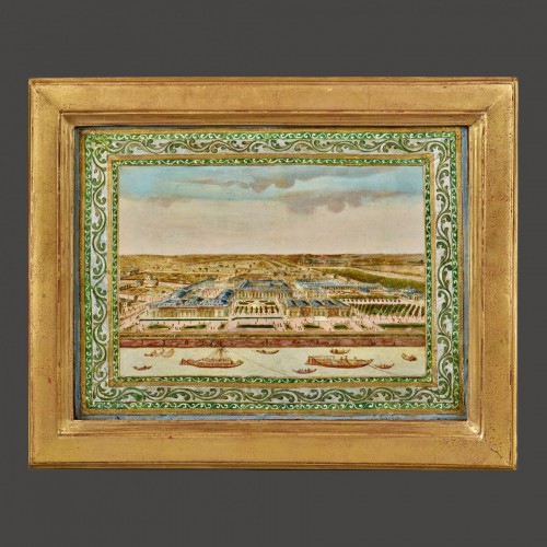 Tableau rectangulaire en Compigné représentant une vue du Palais Bourbon - Tableaux et dessins Style Louis XVI