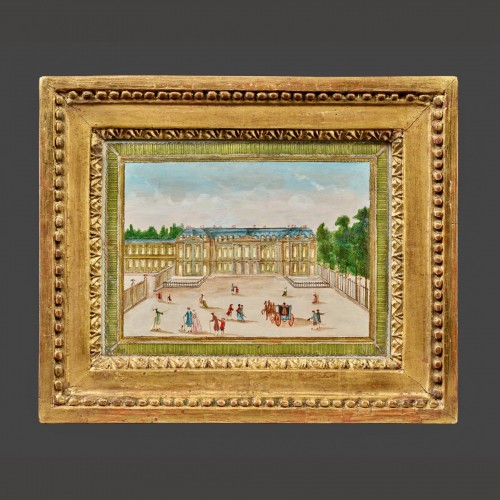 Compigné painting representing the Château de Choisy on the courtyard side - Paintings & Drawings Style Louis XVI