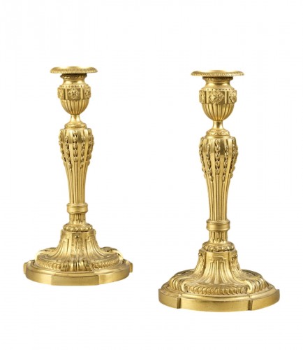 Pair of ormolu wheat ears candlesticks circa 1775