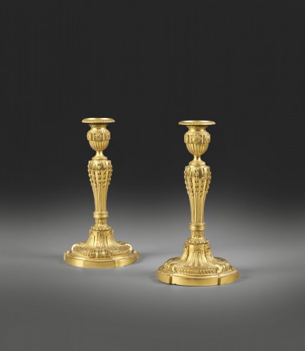 Pair of ormolu wheat ears candlesticks circa 1775 - Lighting Style Louis XVI