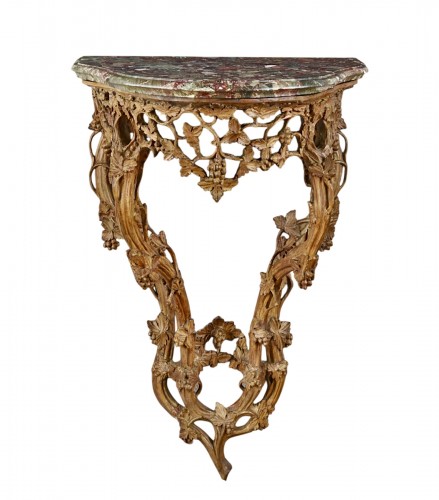 Console en bois naturel à motifs de pampres de vigne