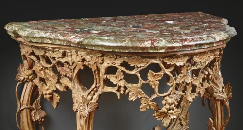 Mobilier Console - Console en bois naturel à motifs de pampres de vigne