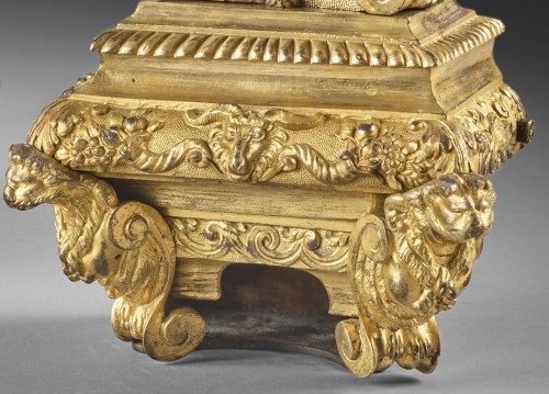 Pair of firedogs with reclining lions - 