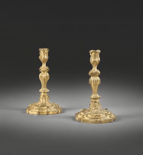 Paire de flambeaux en bronze doré - Galerie Léage