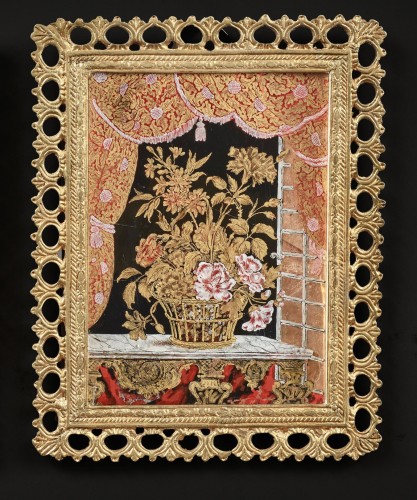 Paire de petites plaques en verre églomisé - Galerie Léage