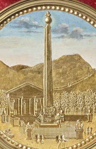 Painting in Compigné representing the obelisk of the Vendres port square - Paintings & Drawings Style 