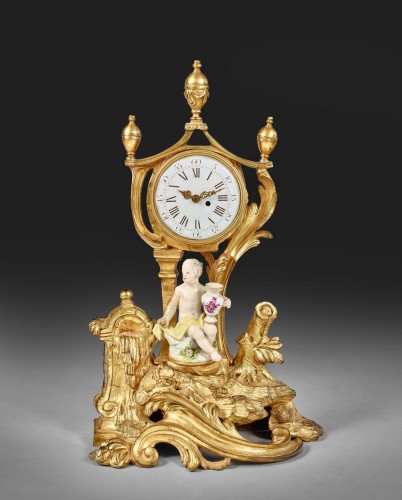 Trinket watch holder supporting a character in Meissen porcelain - 