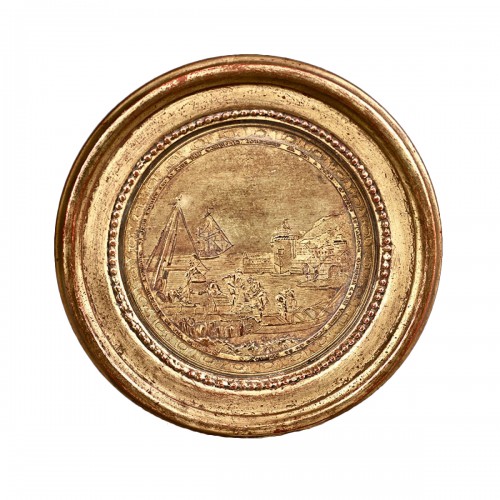 Medallion in Compigné  representing a view of the fountain of Saint John in