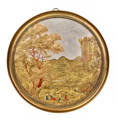 Medallion in Compigné representing a harvest scene