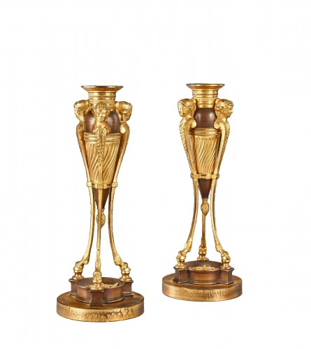Pair of tripod Etruscan candlestick